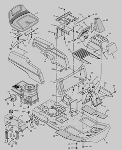 Body Chassis Diagram and Parts List for 30576X10B  Briggs and Stratton Lawn Tractor